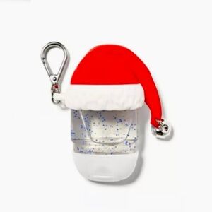 Bath Body Works NWT Santa Hat PocketBac Sanitizer Holder Christmas Keychain Red